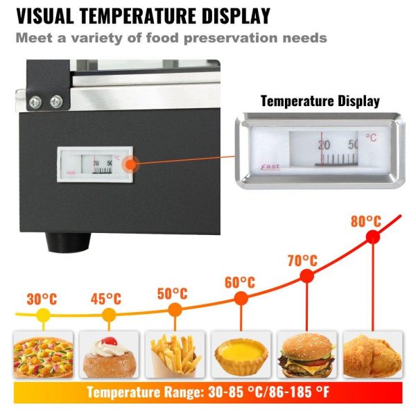 Food Holding & Warming Equipment | Commercial Food Warmer Display, 3 Tiers, 1800W Pizza Warmer w/ 3D Heating 3-Color Lighting Bottom Fan, Countertop Pastry Warmer w/Temp Knob Display 0.6L Water Tray, Stainless Frame Glass Doors Food Holding & Warming Equipment Food Holding & Warming Equipment