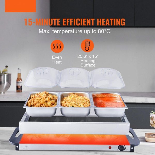 Food Holding & Warming Equipment | Electric Buffet Server & Food Warmer, 25.6″ x 15″ Portable Stainless Steel Chafing Dish Set with Temp Control & Oven-Safe Pan, Perfect for Catering, Parties, Events, Entertaining, Silver, ETL Food Holding & Warming Equipment Food Holding & Warming Equipment