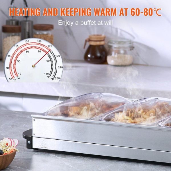 Food Holding & Warming Equipment | Electric Buffet Server & Food Warmer, 25.6″ x 15″ Portable Stainless Steel Chafing Dish Set with Temp Control & Oven-Safe Pan, Perfect for Catering, Parties, Events, Entertaining, Silver, ETL Food Holding & Warming Equipment Food Holding & Warming Equipment