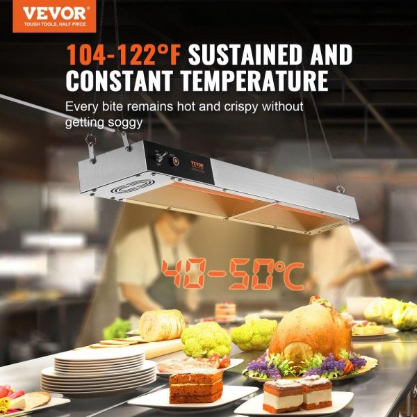 Food Holding & Warming Equipment | French Fry Food Warmer, 850W Commercial Strip Food Heating Lamp, Electric Stainless Steel Warming Light Dump Station, Overhead 104-122°F Fries Warmer for Chip Buffet Kitchen Restaurant, Silver Food Holding & Warming Equipment Food Holding & Warming Equipment