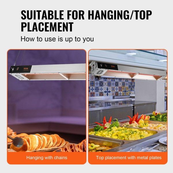 Food Holding & Warming Equipment | French Fry Food Warmer, 850W Commercial Strip Food Heating Lamp, Electric Stainless Steel Warming Light Dump Station, Overhead 104-122°F Fries Warmer for Chip Buffet Kitchen Restaurant, Silver Food Holding & Warming Equipment Food Holding & Warming Equipment