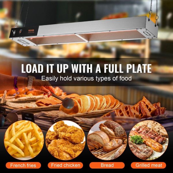 Food Holding & Warming Equipment | French Fry Food Warmer, 850W Commercial Strip Food Heating Lamp, Electric Stainless Steel Warming Light Dump Station, Overhead 104-122°F Fries Warmer for Chip Buffet Kitchen Restaurant, Silver Food Holding & Warming Equipment Food Holding & Warming Equipment