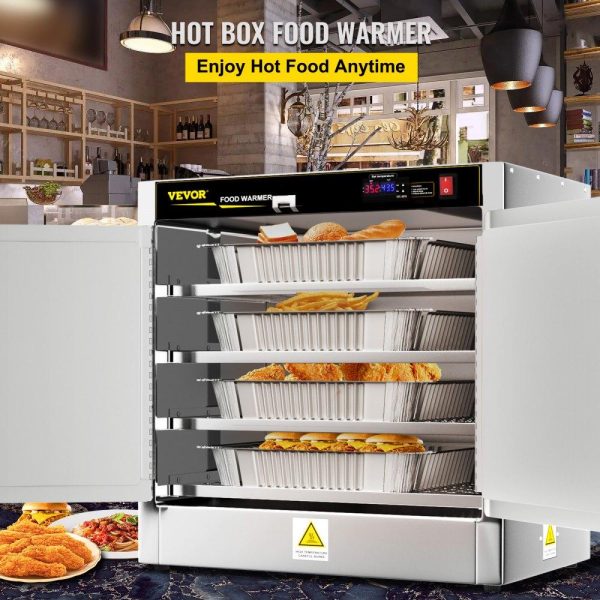 Food Holding & Warming Equipment | Hot Box Food Warmer, 25″x15″x24″ Concession Warmer with Water Tray, Four Disposable Catering Pans, Countertop Pizza, Patty, Pastry, Empanada, Concession Hot Food Hold Tested to UL Standards Food Holding & Warming Equipment Food Holding & Warming Equipment