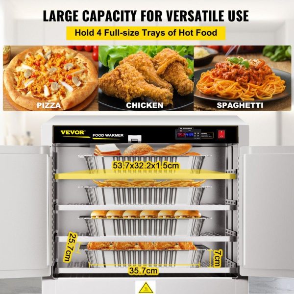 Food Holding & Warming Equipment | Hot Box Food Warmer, 25″x15″x24″ Concession Warmer with Water Tray, Four Disposable Catering Pans, Countertop Pizza, Patty, Pastry, Empanada, Concession Hot Food Hold Tested to UL Standards Food Holding & Warming Equipment Food Holding & Warming Equipment