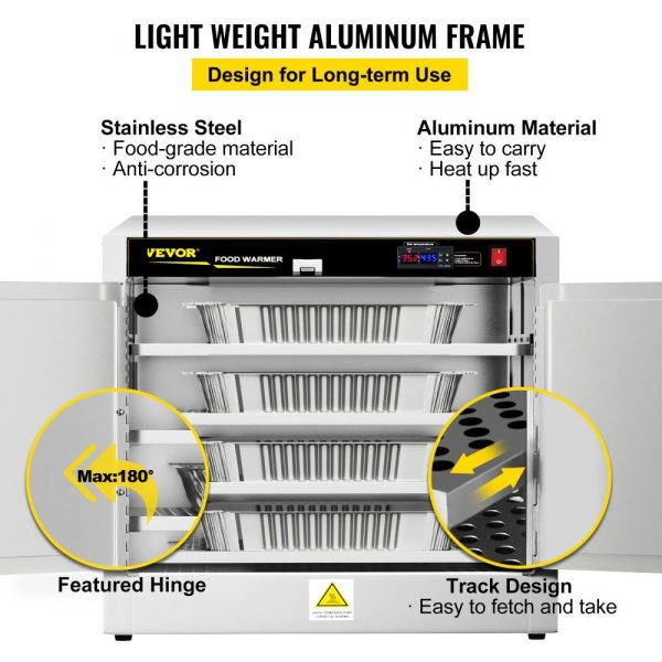 Food Holding & Warming Equipment | Hot Box Food Warmer, 25″x15″x24″ Concession Warmer with Water Tray, Four Disposable Catering Pans, Countertop Pizza, Patty, Pastry, Empanada, Concession Hot Food Hold Tested to UL Standards Food Holding & Warming Equipment Food Holding & Warming Equipment