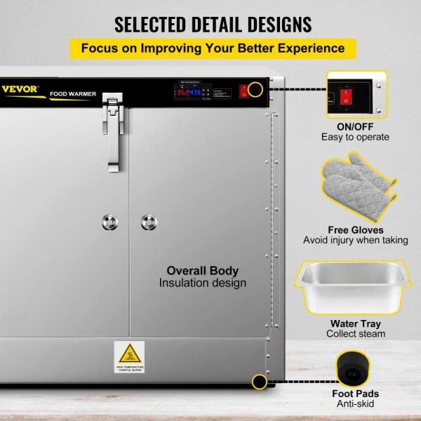 Food Holding & Warming Equipment | Hot Box Food Warmer, 25″x15″x24″ Concession Warmer with Water Tray, Four Disposable Catering Pans, Countertop Pizza, Patty, Pastry, Empanada, Concession Hot Food Hold Tested to UL Standards Food Holding & Warming Equipment Food Holding & Warming Equipment