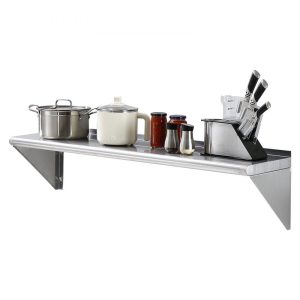 Storage & Organization | 12″ x 48″ Stainless Steel Shelf, Wall Mounted Floating Shelving with Brackets, 280 lbs Load Capacity Commercial Shelves, Heavy Duty Storage Rack for Restaurant, Kitchen, Bar, Home, and Hotel Restaurant & Food Service Storage & Organization