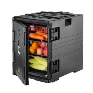 Storage & Organization | Insulated Food Pan Carrier, 82 Qt Hot Box for Catering, LLDPE Food Box Carrier w/ Double Buckles, Front Loading Food Warmer w/ Handles, Stackable End Loader for Restaurant, Canteen, etc. Black Restaurant & Food Service Storage & Organization