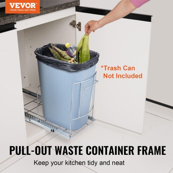 Storage & Organization | Pull-Out Trash Can, Under Mount Kitchen Waste Container with Slide ang Handle, 35.3 lbs Load Capacity Heavy Duty Garbage Recycling Bin for Kitchen Cabinet, Sink, Under Counter (Bin Not Include) Restaurant & Food Service Storage & Organization