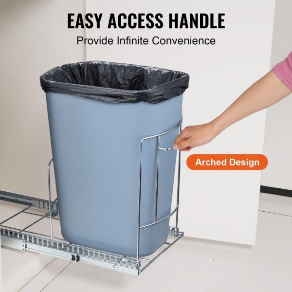 Storage & Organization | Pull-Out Trash Can, Under Mount Kitchen Waste Container with Slide ang Handle, 35.3 lbs Load Capacity Heavy Duty Garbage Recycling Bin for Kitchen Cabinet, Sink, Under Counter (Bin Not Include) Restaurant & Food Service Storage & Organization