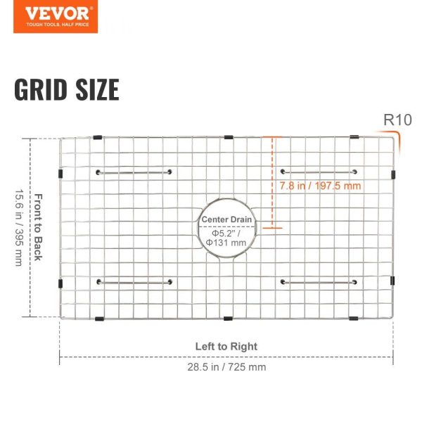 Restaurant Faucets & Plumbing & Sinks | Sink Protector Grid, 28.5″x15.6″ Stainless Steel Sink Grates, Centered Drain Sink Grates with R20 Corner Radius, Large Sink Bottom Grids, Universal Bowl Rack Sink Accessories For Kitchen Sink Restaurant & Food Service Restaurant Faucets & Plumbing & Sinks