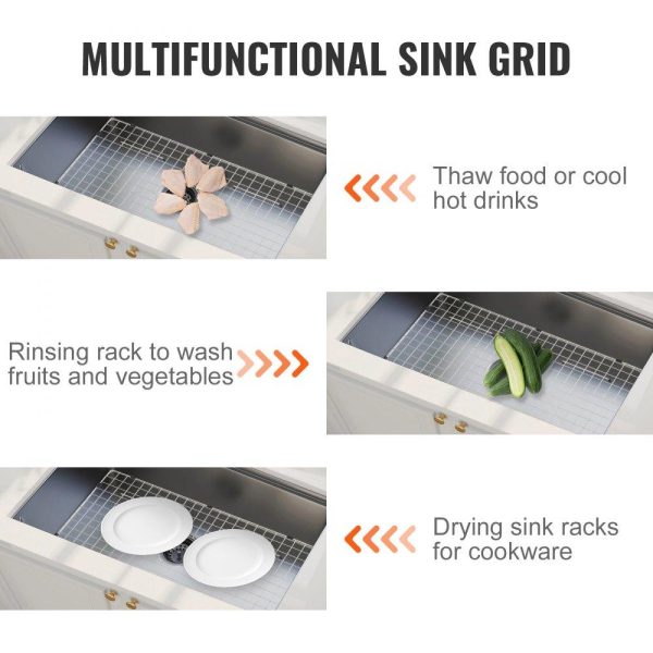 Restaurant Faucets & Plumbing & Sinks | Sink Protector Grid, 28.5″x15.6″ Stainless Steel Sink Grates, Centered Drain Sink Grates with R20 Corner Radius, Large Sink Bottom Grids, Universal Bowl Rack Sink Accessories For Kitchen Sink Restaurant & Food Service Restaurant Faucets & Plumbing & Sinks