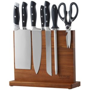 Smallwares | Magnetic Knife Block, 12 inch Home Kitchen Knife Holder, Double Sided Magnetic Knife Stand, Multifunctional Storage Acacia Wood Knives Rack, Cutlery Display Organizer for Knives, Utensils, Tools Restaurant & Food Service Smallwares