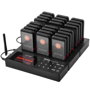 Smallwares | Restaurant Pager System, Wireless 400m Long Range Lineup Waiting Queue Signal, Guest Customer Calling Beepers with Vibration & Flashing, 24 Buzzers for Food Truck, Church, Nursery, Hospital Restaurant & Food Service Smallwares