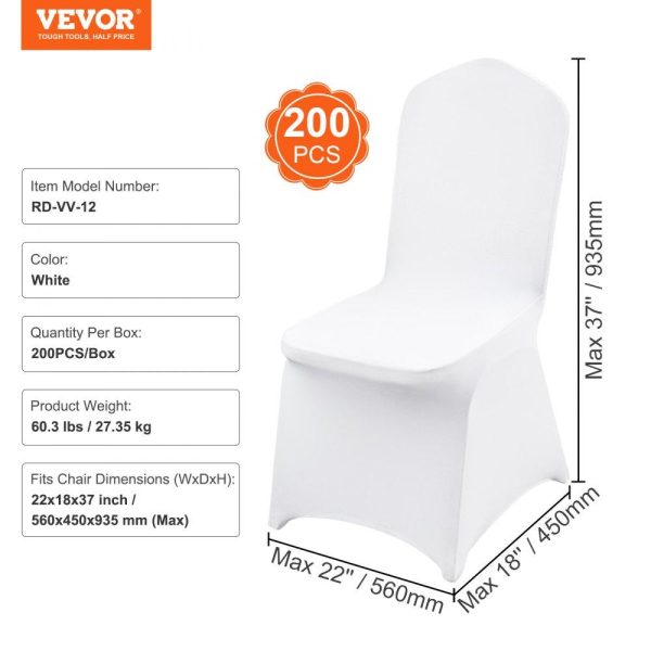 Venue Decoration | Stretch Spandex Folding Chair Covers, Universal Fitted Chair Cover, Removable Washable Protective Slipcovers, for Wedding, Holiday, Banquet, Party, Celebration, Dining (200PCS White) White Restaurant & Food Service Venue Decoration